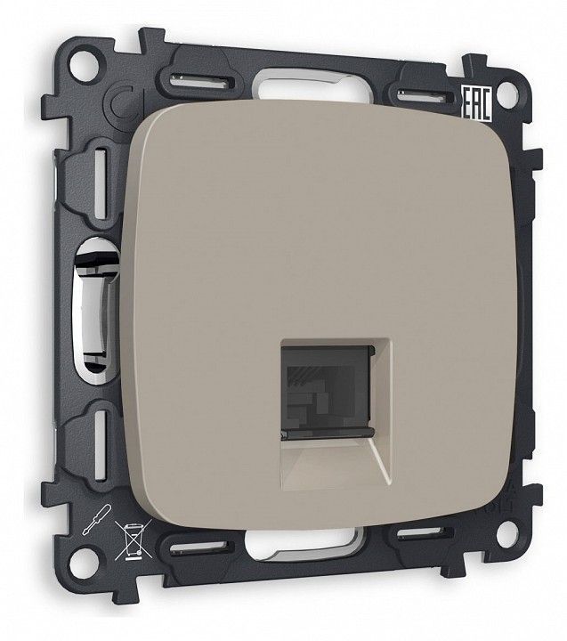 Розетка Ethernet RJ-45 и со шторками, без рамки Ambrella Volt OMEGA MO372010