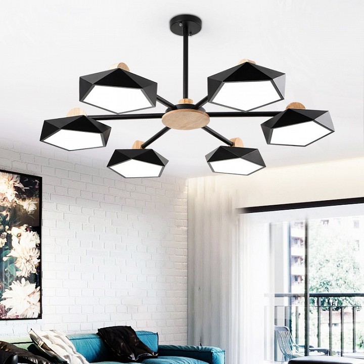 Люстра на штанге Imperiumloft Geometric Черная GEOMETRIC-CH01