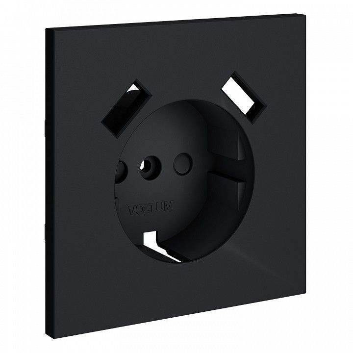 Накладка для розетки с заземлением и со шторками и 2хUSB type A Voltum S70 VLS000907
