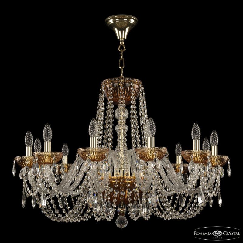 Подвесная люстра Bohemia Ivele Crystal 5402 5402/12/300 G Amber/M-1G
