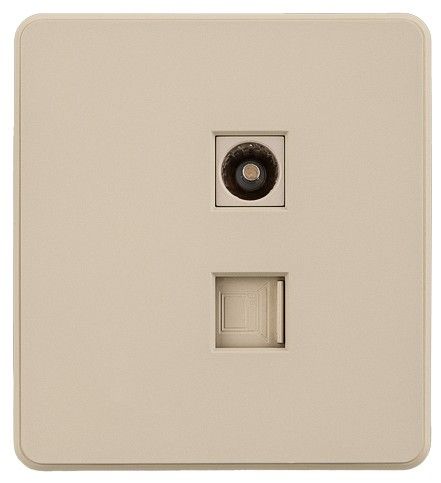ТВ-розетка и розетка Ethernet RJ-45 без рамки Kranz ROUND KR-78-0722-7
