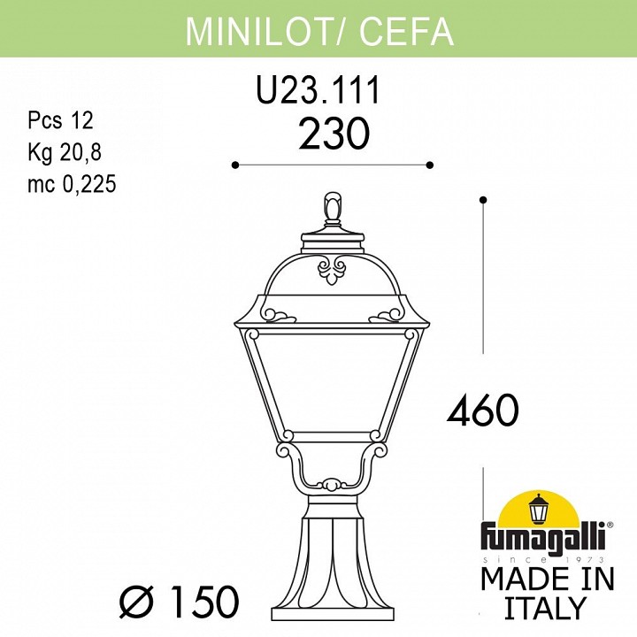 Наземный низкий светильник Fumagalli CEFA U23.111.000.WXE27