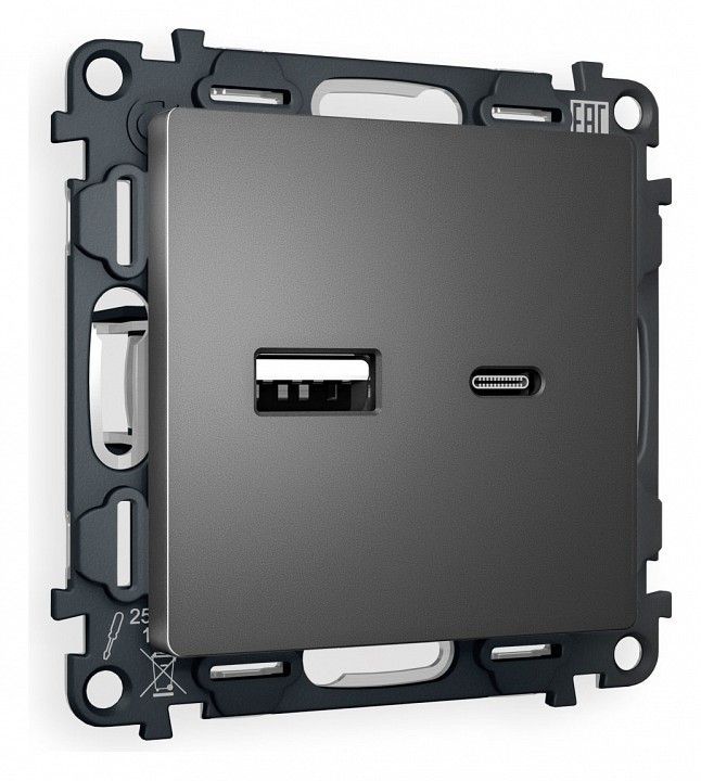 Розетка 2хUSB type A и C без рамки Ambrella Volt ALFA MA661010