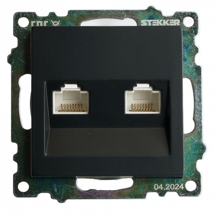 Розетка двойная Ethernet RJ-45 без рамки Stekker Катрин 50007