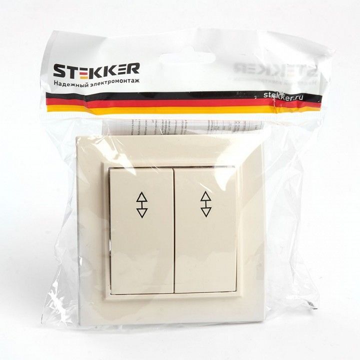 Переключатель двухклавишный Stekker Эрна 39920