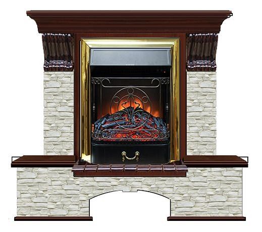 Комплект из электрокамина напольного и портала (122x40х108.5 см) Бостон К ГО Majestic BR БК000052