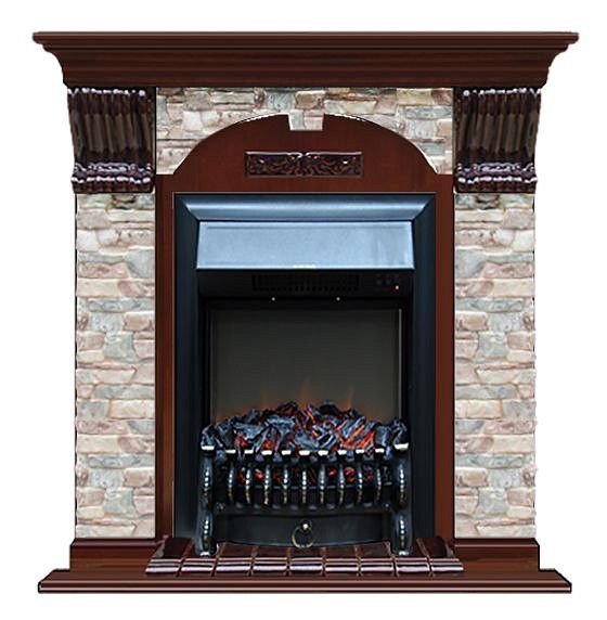 Комплект из электрокамина напольного и портала (106.5x36.5x98 см) Арочный ГЦ Fobos BL АР000069