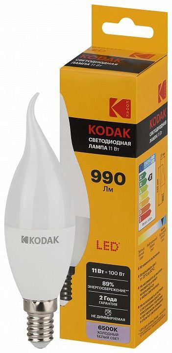 Лампа светодиодная Kodak  E14 11Вт 6500K LED KODAK BXS-11W-865-E14 K