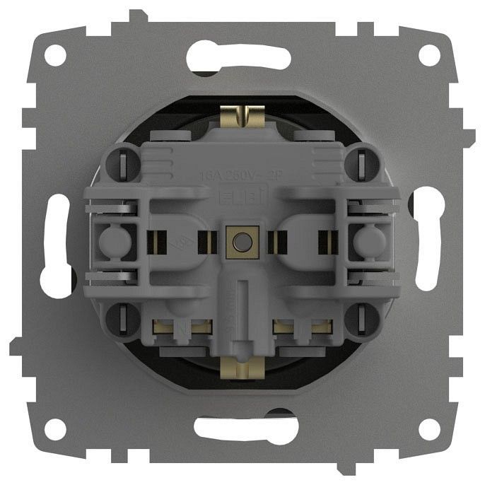 Розетка с заземлением и со шторкой, без рамки с крышкой Elbi Eleсtriс Zena Vega 609-011100-219