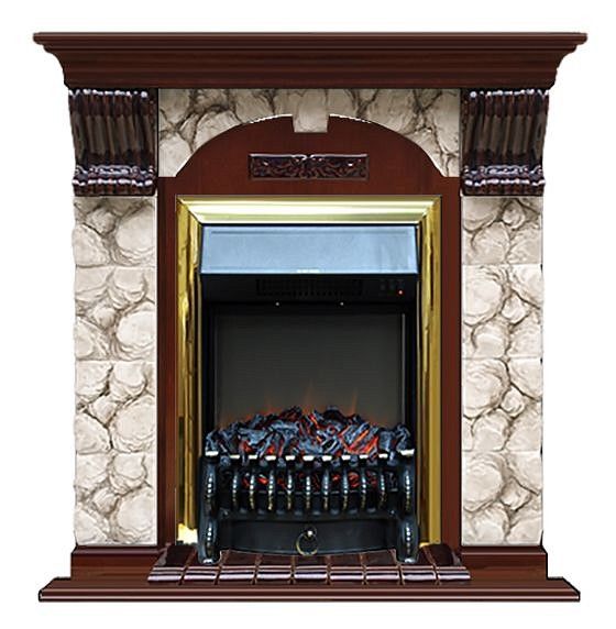 Комплект из электрокамина напольного и портала (106.5x36.5x98 см) Арочный Карелия Fobos BR АР000090