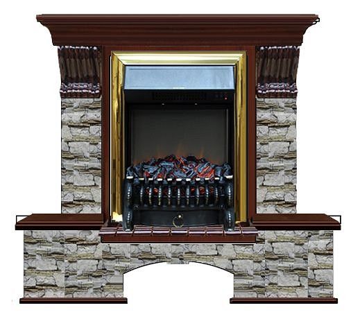 Комплект из электрокамина напольного и портала (122x40х108.5 см) Бостон К Алтай Fobos BR БК000010