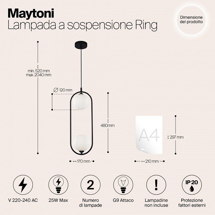 Подвесной светильник Maytoni Круг MOD013PL-02B