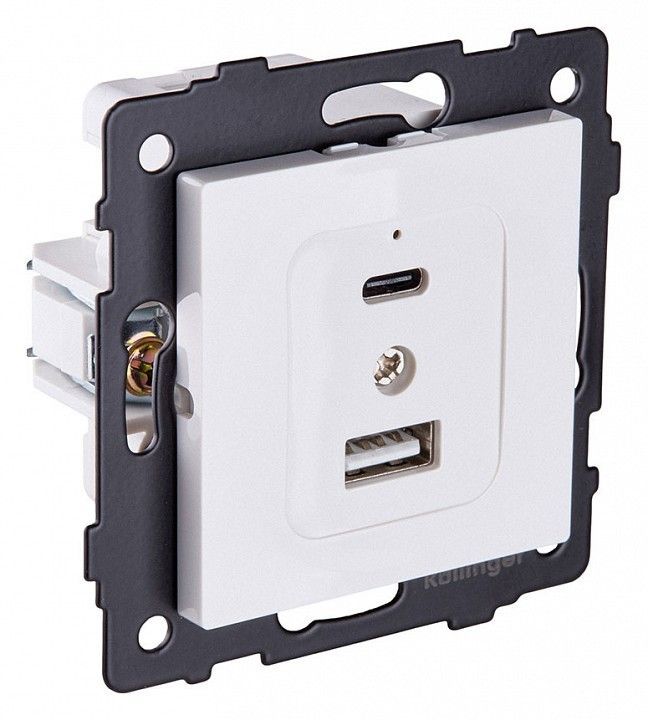 Розетка 2хUSB type A и C без рамки Kollinger  REA-037WH