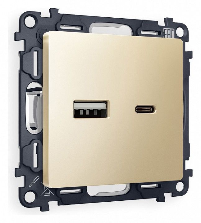 Розетка 2хUSB type A и C без рамки Ambrella Volt ALFA MA611010