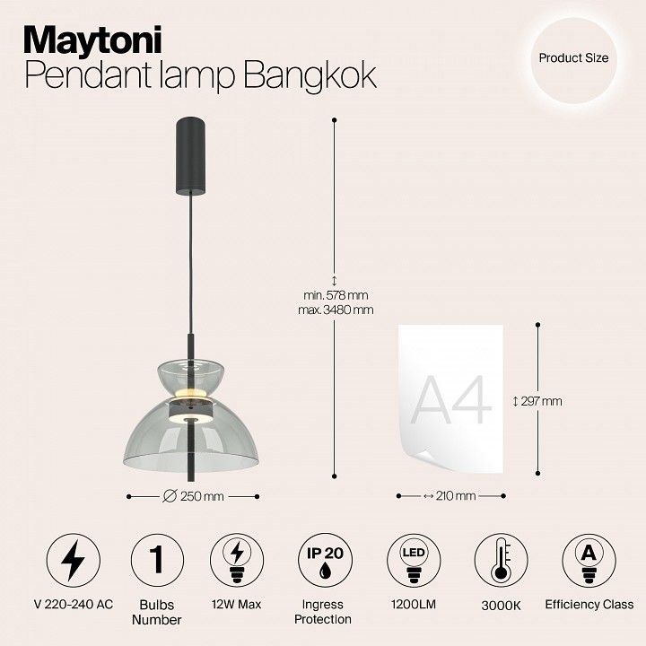 Подвесной светильник Maytoni Бангкок MOD185PL-L11B3K2