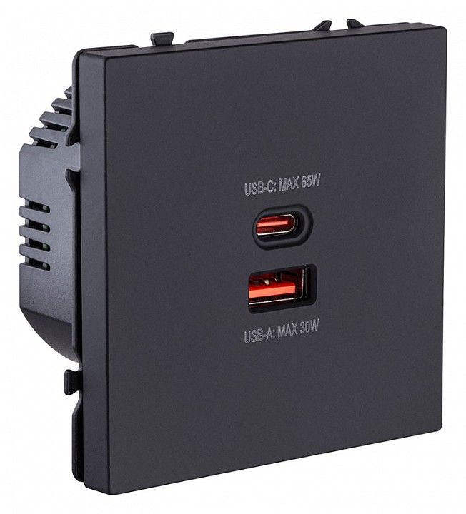 Розетка 2хUSB type A и C без рамки Kollinger Eclipse EC-024BK