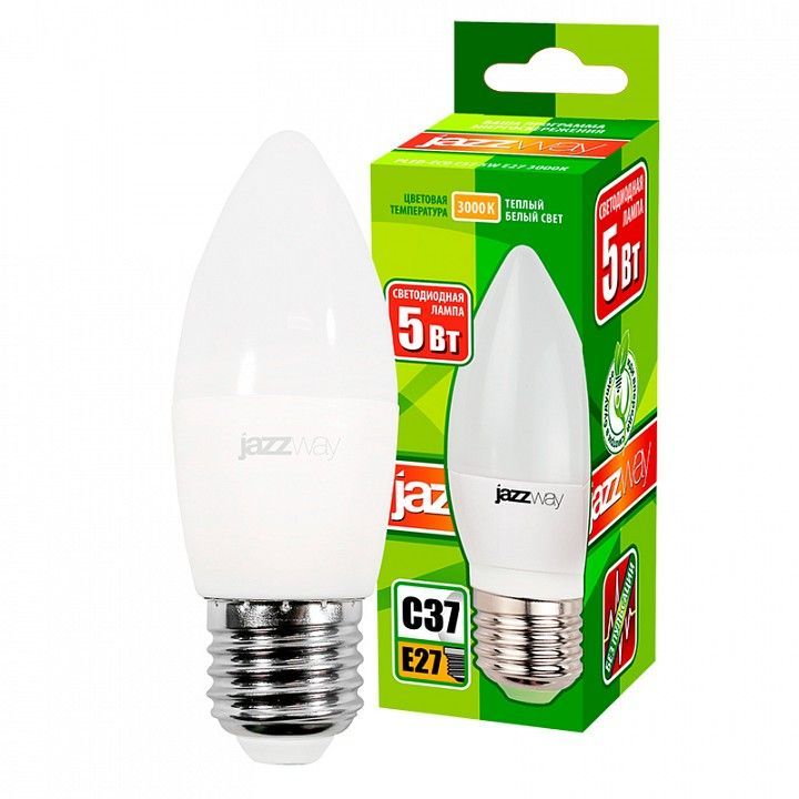 Лампа светодиодная Jazzway  E27 5Вт 3000K PLED-ECO-C37 5w E27 3000K