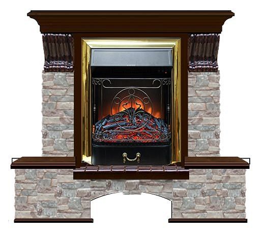 Комплект из электрокамина напольного и портала (122x40х108.5 см) Бостон К ГЦ Majestic BR БК000068