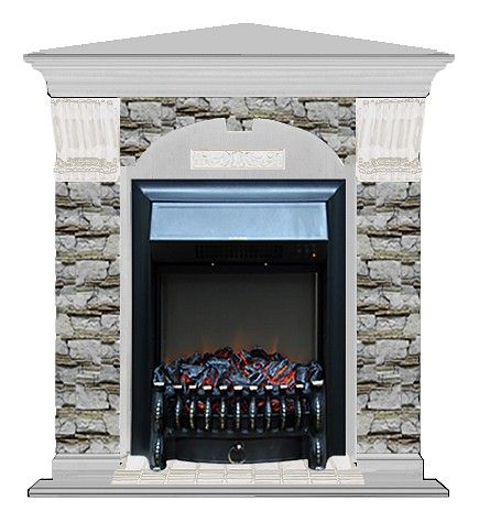 Комплект из электрокамина напольного и портала (106.5x81x98 см) Арочный Алтай угл. Fobos BL АРУ00013