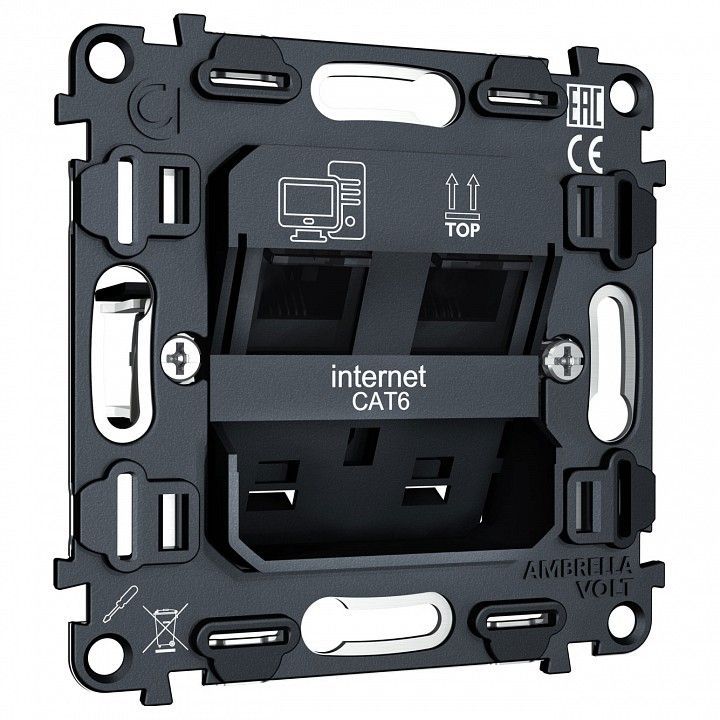Механизм розетки телефонной RJ-11 со шторкам Ambrella Volt QUANT VM189