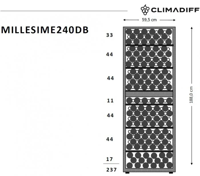Винный шкаф CLIMADIFF MILLESIME240DB