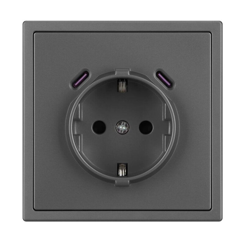 Розетка с заземлением и со шторкой и 2хUSB C, без рамки Arlight NOBE 061816(1)