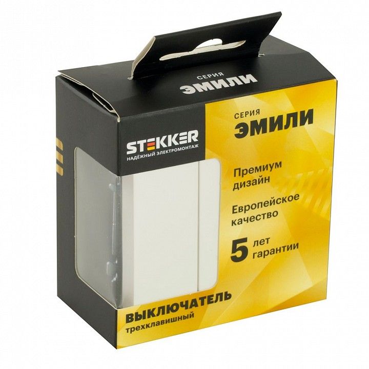 Выключатель трехклавишный без рамки Stekker Эмили 49870