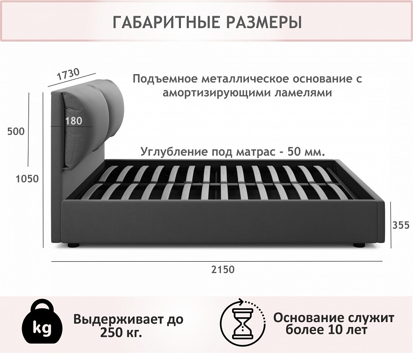 Кровать двуспальная Vita 2000x1600 с ПМ