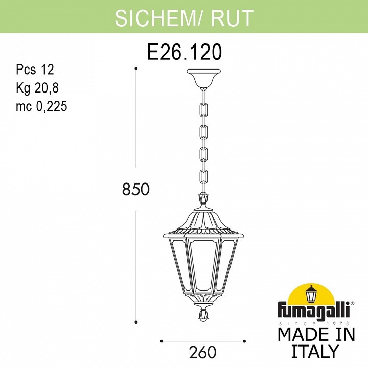 Подвесной светильник Fumagalli RUT E26.120.000.BYE27