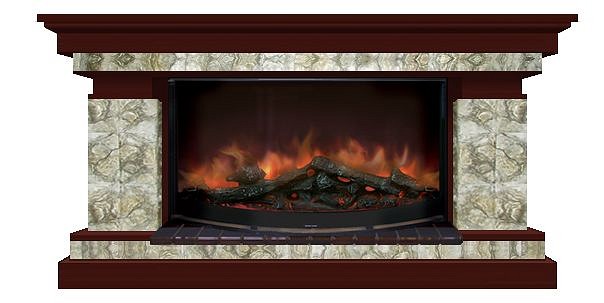 Комплект из электрокамина напольного и портала (143x45x80 см) Брайтон Карелия Rondo 86 БР000018