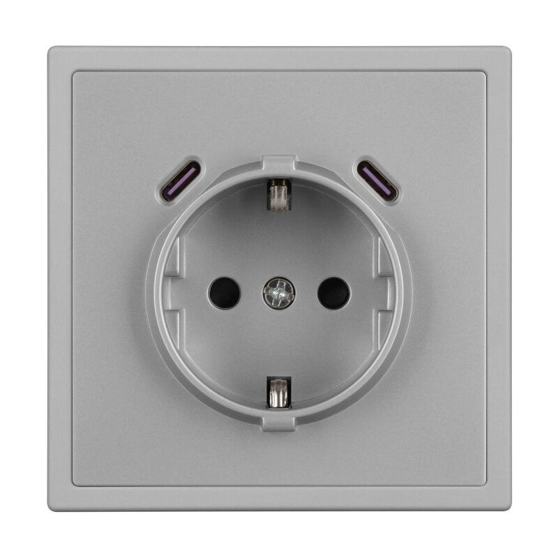 Розетка с заземлением и со шторкой и 2хUSB C, без рамки Arlight NOBE 061817(1)