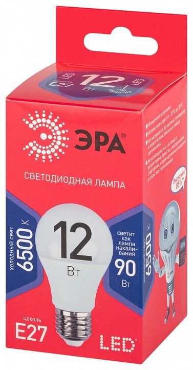 Лампа светодиодная Эра  E27 12Вт 6500K LED A60-12W-865-E27 R