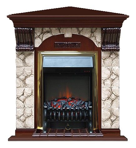 Комплект из электрокамина напольного и портала (106.5x81x98 см) Арочный Карелия угл. Fobos BR АРУ00090