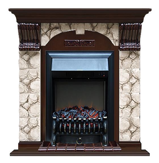 Комплект из электрокамина напольного и портала (106.5x36.5x98 см) Арочный Карелия Fobos BL АР000085