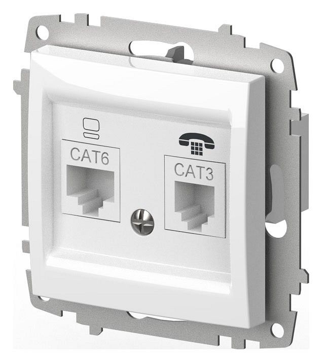 Розетка двойная RJ-12 и Ethernet RJ-45, без рамки Elbi Eleсtriс Zena Vega 609-015600-249