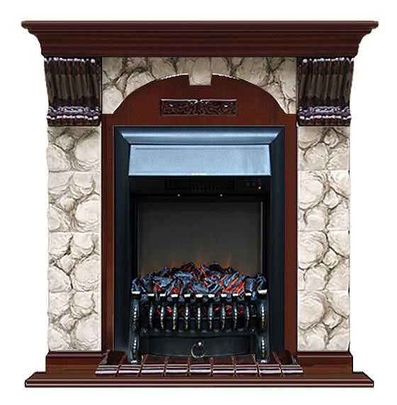 Комплект из электрокамина напольного и портала (106.5x36.5x98 см) Арочный Карелия Fobos BL АР000089