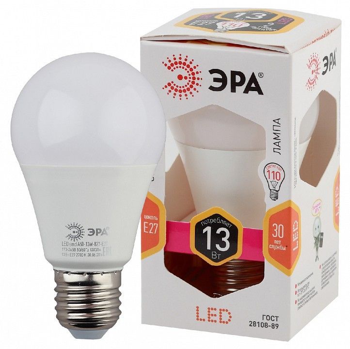 Лампа светодиодная Эра  E27 13Вт 2700K LED A60-13W-827-E27