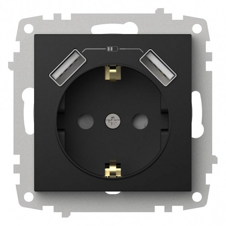 Розетка с заземлением и со шторкой и 2хUSB type A, без рамки Elbi Eleсtriс Zena Vega 609-014800-317