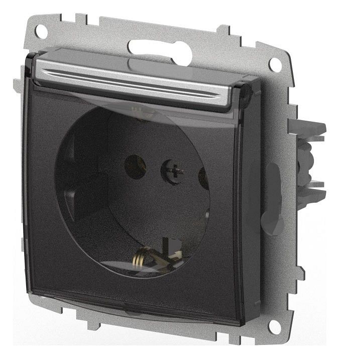 Розетка с заземлением с крышкой, без рамки Elbi Eleсtriс Zena Vega 609-011000-218