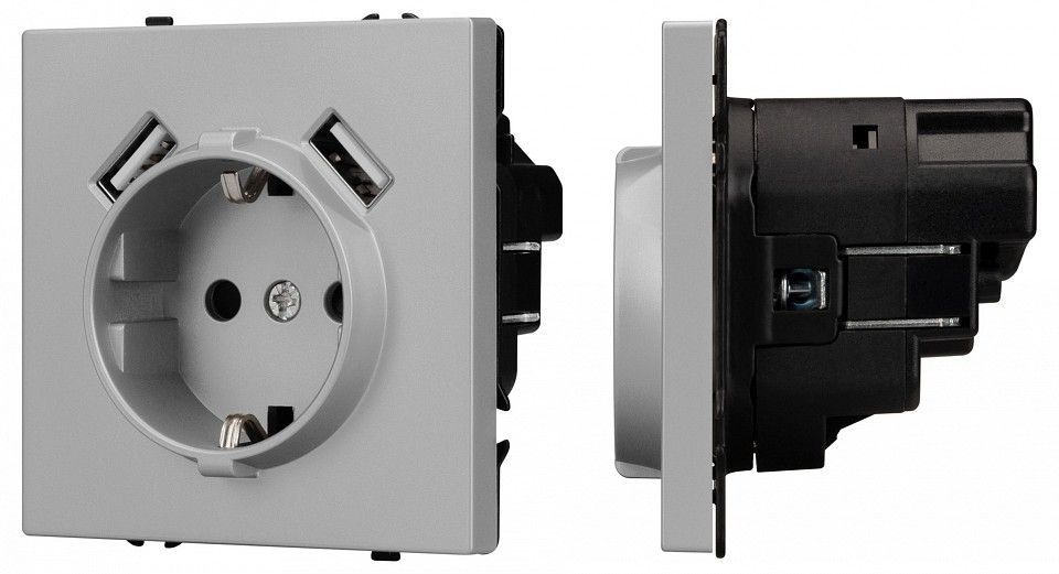 Розетка с заземлением и 2хUSB type A, без рамки Arlight SCT-NOBE 059443