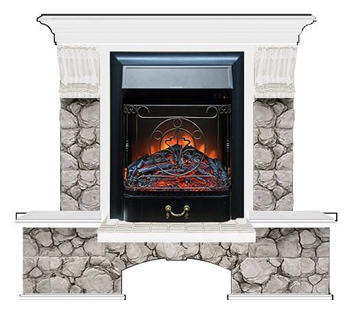 Комплект из электрокамина напольного и портала (122x40х108.5 см) Бостон К Карелия Majestic BL БК000099