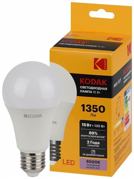 Лампа светодиодная Kodak  E27 15Вт 6500K LED KODAK A60-15W-865-E27 K