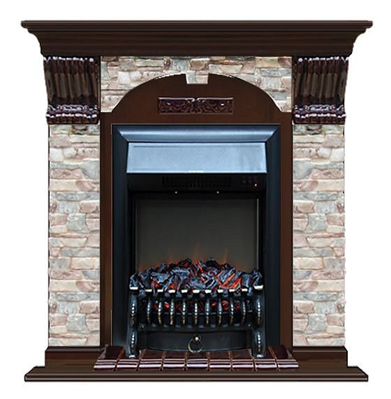 Комплект из электрокамина напольного и портала (106.5x36.5x98 см) Арочный ГЦ Fobos BL АР000065