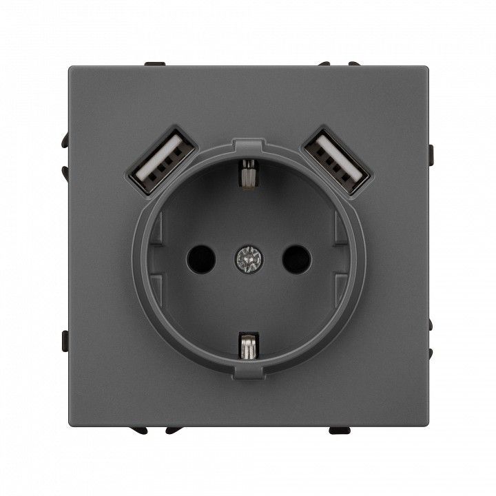 Розетка с заземлением и со шторкой и 2хUSB type A, без рамки Arlight NOBE 054291(1)