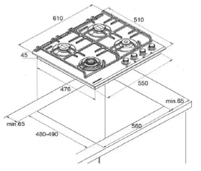 Газовая варочная панель Kuppersberg FG 65 B