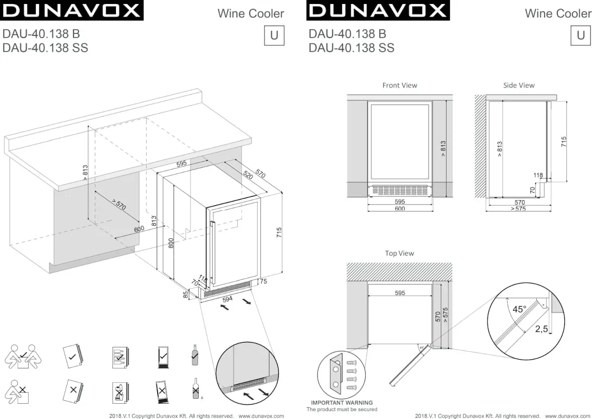Встраиваемый винный шкаф Dunavox DAUF-40.138C