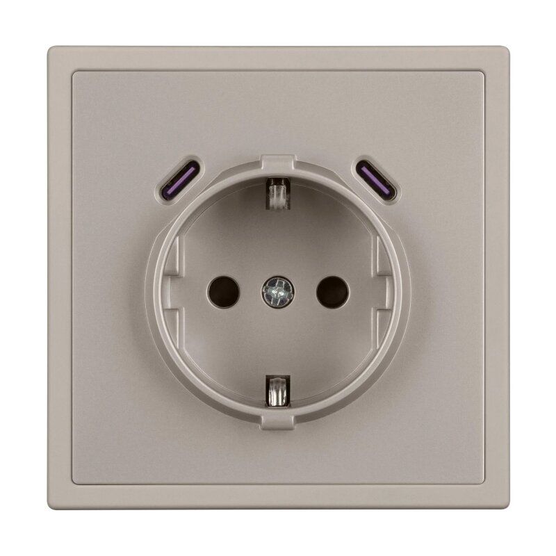 Розетка с заземлением и со шторкой и 2хUSB C, без рамки Arlight NOBE 061814(1)