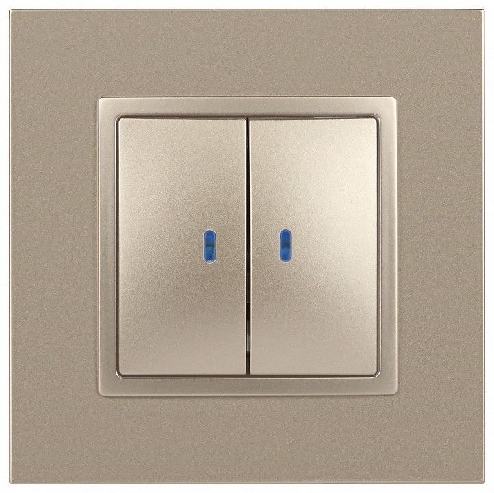 Выключатель двухклавишный с подсветкой без рамки Эра Эра Elegance 14-1105-04