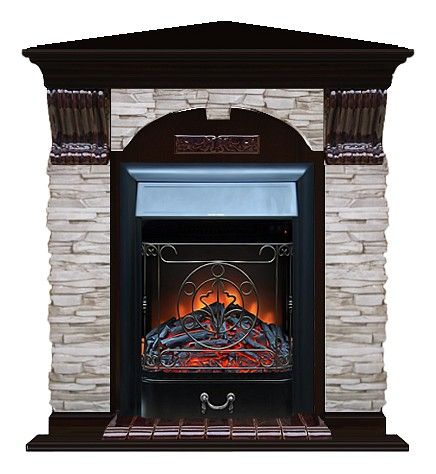 Комплект из электрокамина напольного и портала (106.5x81x98 см) Арочный Мисхор угл. Majestic BL АРУ00103