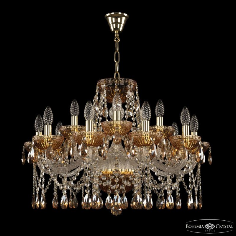 Подвесная люстра Bohemia Ivele Crystal 5413 5413/10+5/240 G Amber/M-1G K721